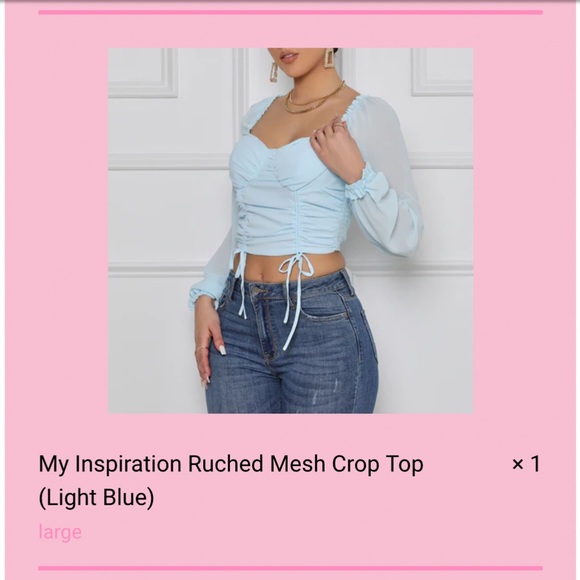Lilly’s Kloset- My inspiration ruched mesh crop top - Picture 1 of 11